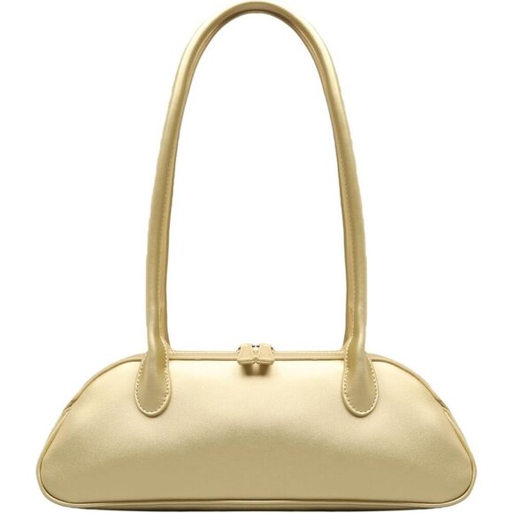 Handbags - Women Golden PU Leather Shoulder Purse Elegant Swing Bag for daily use Work